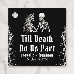 Étiquettes Cadeau Squelettes d'Halloween "Jusqu'à ce que la mort nou