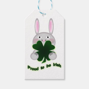 Étiquettes-cadeau St. Patricks Bunny Fier d'être Shamrock irlandais