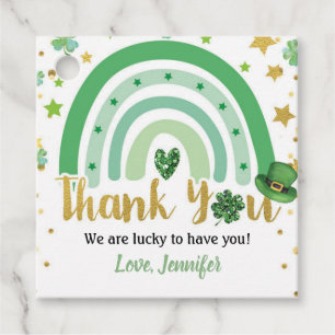 Étiquettes Cadeau St Patrick's Day Rainbow Green Gold Merci