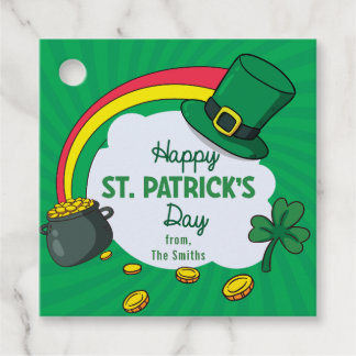 Étiquettes Cadeau St Patrick's Day - Verte Clover Arc-en-ciel