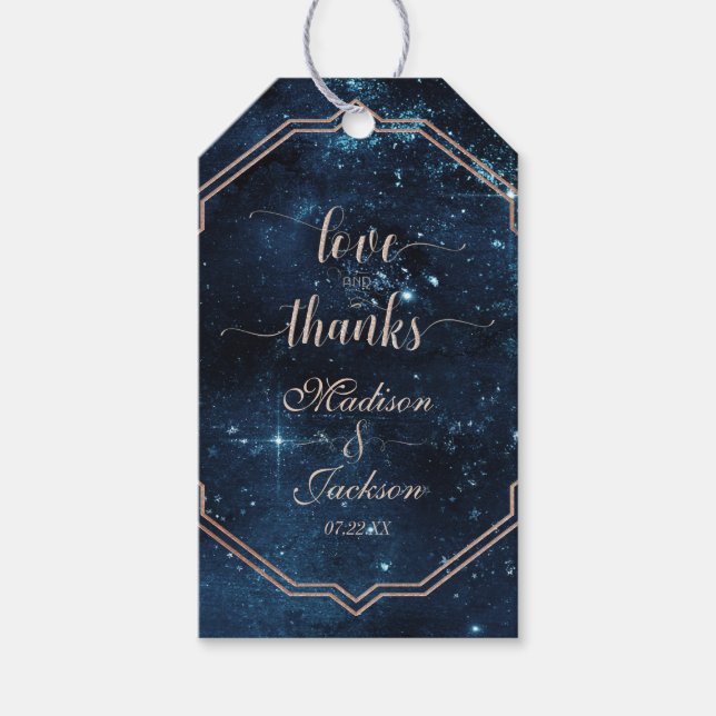Étiquettes-cadeau Star Sky Galaxy Celestial Mariage Love & Thanks (Devant)