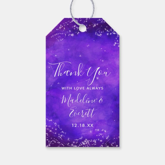 Étiquettes-cadeau Starry Night Galaxy Aquarelle Mariage Merci (Devant)