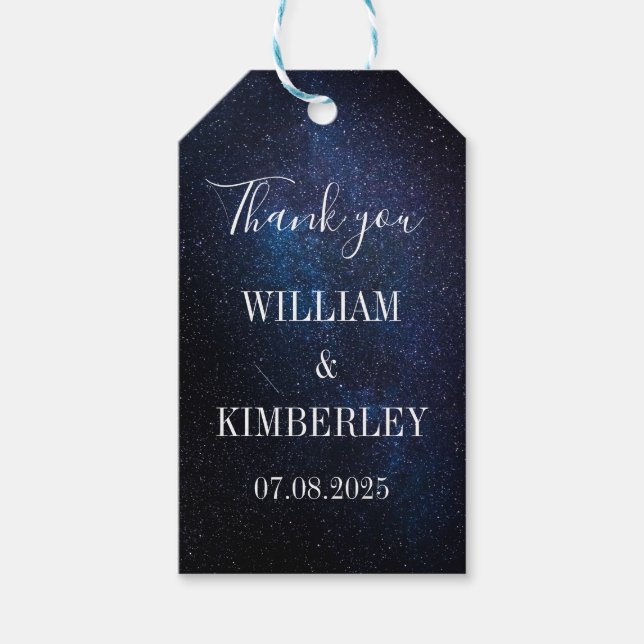 Étiquettes-cadeau Starry Night Sky Galaxy Élégant cadeau de mariage (Devant)