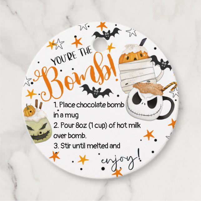 Étiquettes Cadeau Stars Mugs Halloween Hot Chocolate Bomb (Devant)