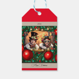 Étiquettes-cadeau Steampunk Deux Coeurs Noël
