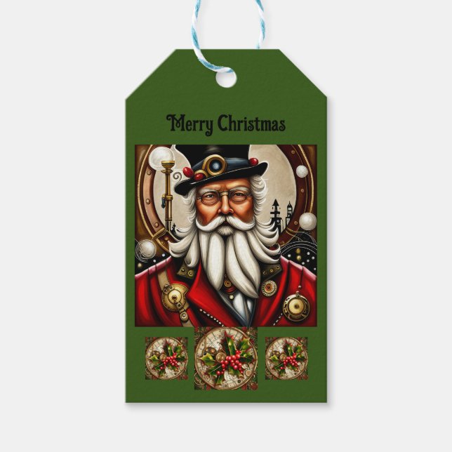 Étiquettes-cadeau Steampunk Père Noël (Devant)