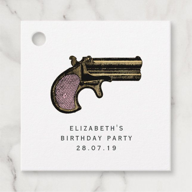 Étiquettes Cadeau Steampunk rose et or (Devant)
