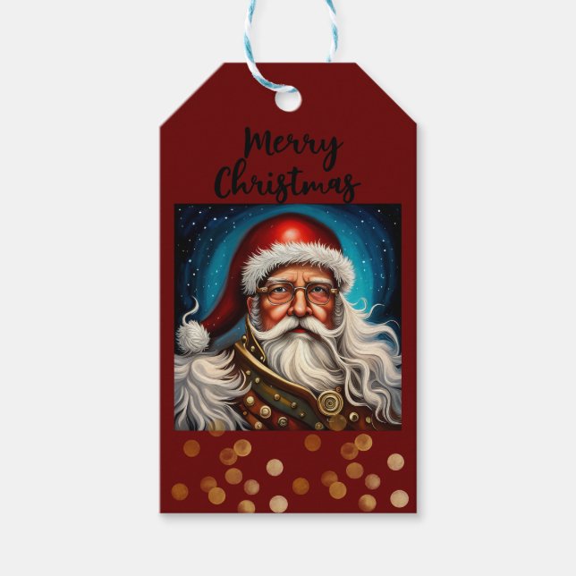 Étiquettes-cadeau Steampunk Santa Claus (Devant)