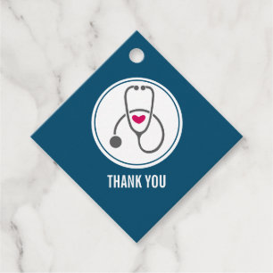 Étiquettes Cadeau Stéthoscope infirmière gris simple Merci