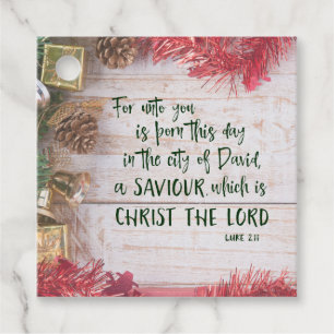 Étiquettes Cadeau Sticker Carré KJV Luke Bible Verse Noël