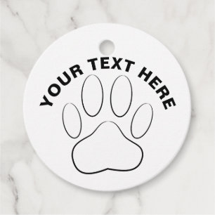Étiquettes Cadeau Sticker rond classique Empreinte de patte blanc