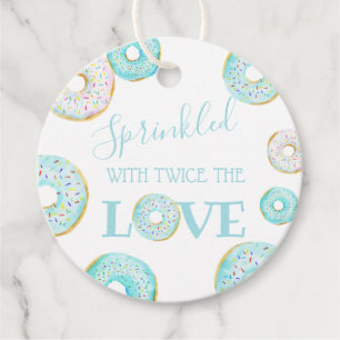 Étiquettes Cadeau Sticker rond classique pour bébé beigne bleu
