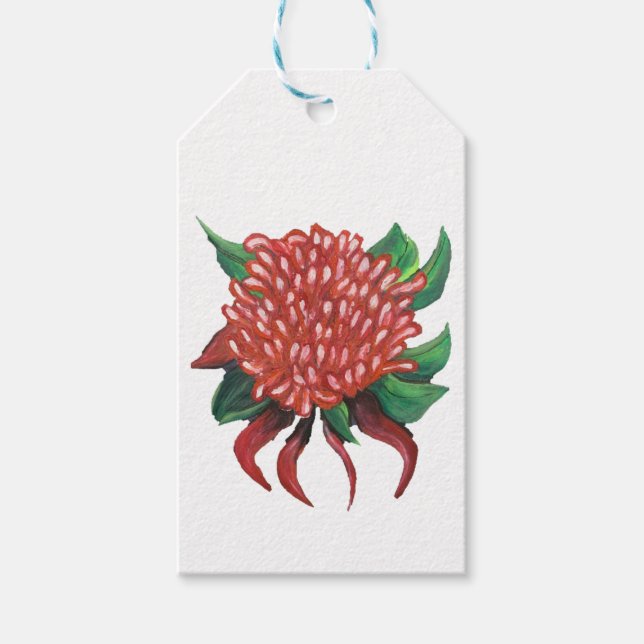 Étiquettes-cadeau Stickers Waratah dessinés à la main (Devant)