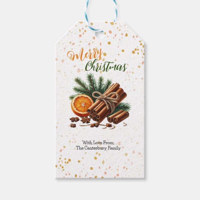 Étiquettes-cadeau Sticks de pin et de cannelle Noël (Devant)