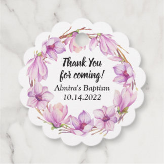 Étiquettes Cadeau Sticleur de courme de fleurs Magnolia Aquarelle