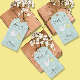 Étiquettes-cadeau Stork Jaune Bundle Neutre Baby shower Favoriser
