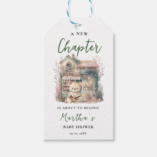 Étiquettes-cadeau Storybook Un nouveau chapitre sur commence Baby sh (Devant)