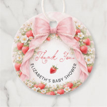 Strawberry Bow Coquette Baby Shower Thank You
