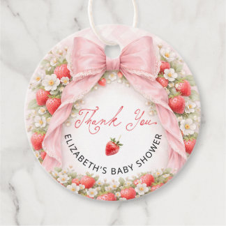 Étiquettes Cadeau Strawberry Bow Coquette Baby Shower Thank You