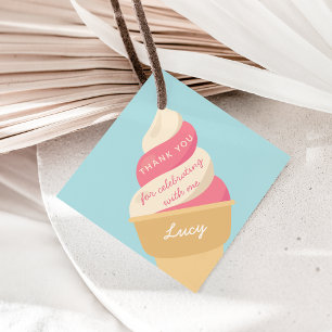 Étiquettes Cadeau Strawberry Ice Cream Swirl Kids Birthday Thank You