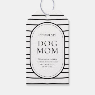 Étiquettes-cadeau Stripes modernes Noir et Blanc Nouveau Chien Chien