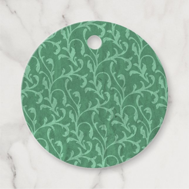 Étiquettes Cadeau Style Victorien Sage Green Paisley (Devant)