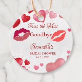 Étiquettes Cadeau Stylish Kiss Miss Goodbye Red Lips Bridal Shower