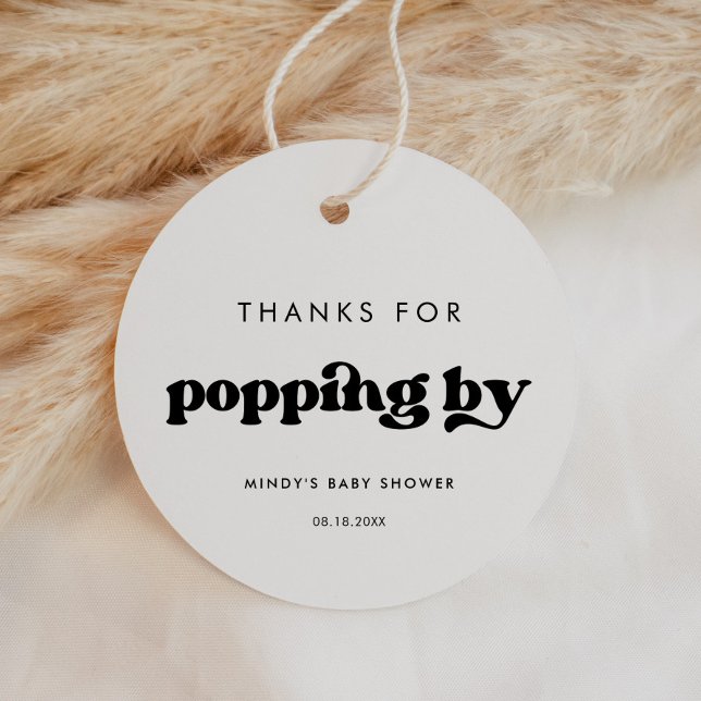 Étiquettes Cadeau Stylish rétro noir & blanc Merci pour popup by (Créateur téléchargé)