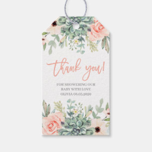 Étiquettes-cadeau Succulente fille baby shower