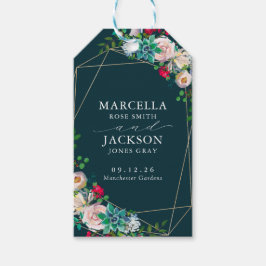 Étiquettes-cadeau Succulents et Mariage Gold Chic