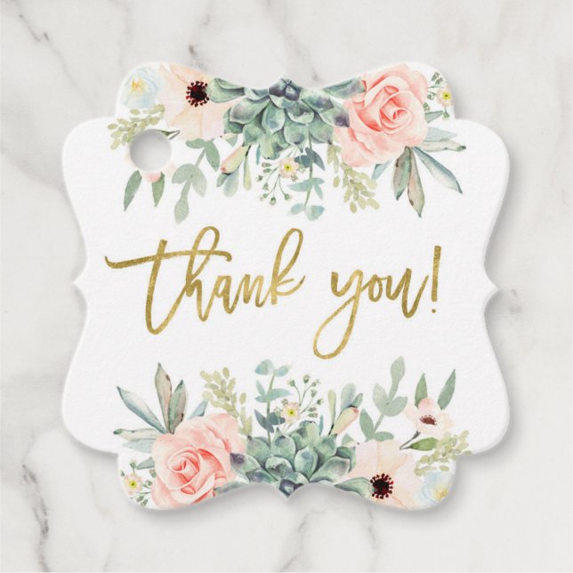 Étiquettes Cadeau Succulents merci (Devant)