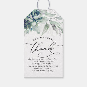 Étiquettes-cadeau Succulents Merci Mariage verdoyant