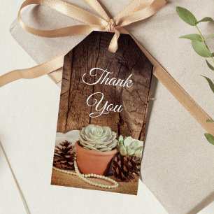Étiquettes-cadeau Succulents rustiques et Grange mariage en bois Fav