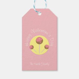 Étiquettes-cadeau Sucettes de gâteau de la Saint-Valentin rose