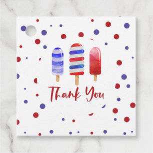 Étiquettes Cadeau Sucettes Glacées Une Rouge Blanche Bleue Merci