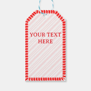 Étiquettes-cadeau Sucre de canne Bordure Noël Texte personnalisé