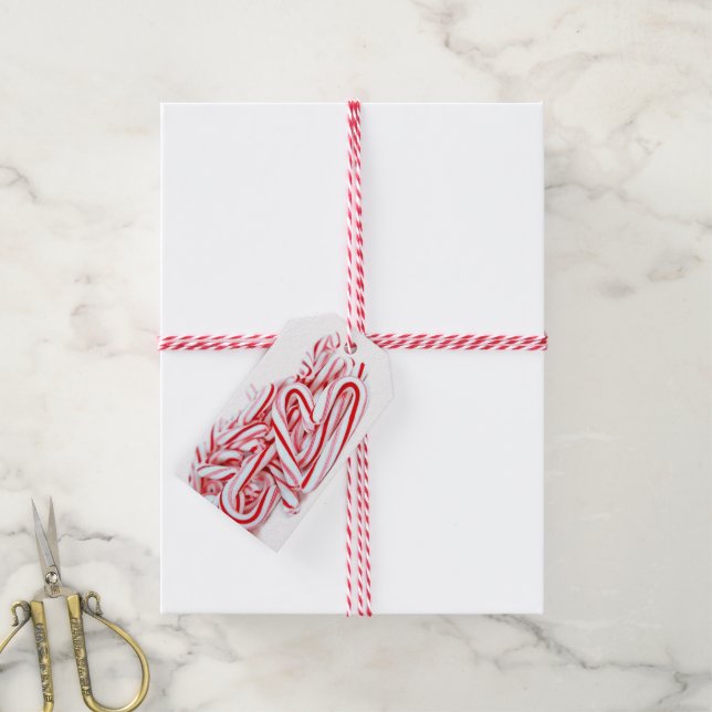 Étiquettes-cadeau Sucre de canne de Noël (Avec de la ficelle)