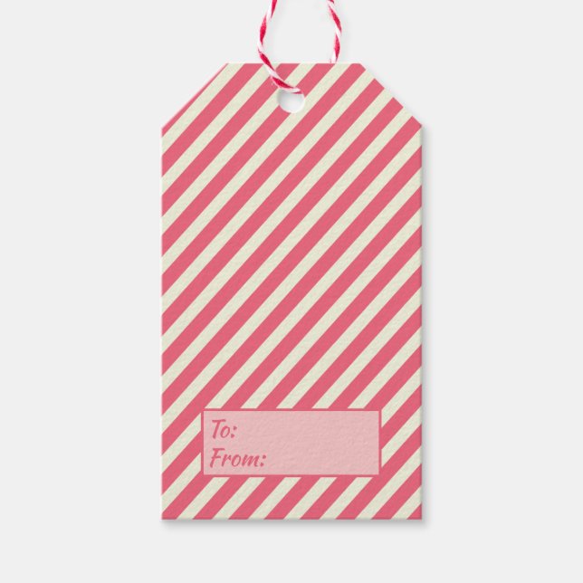 Étiquettes-cadeau Sucre de canne rose mignon Motif - Noël (Devant)