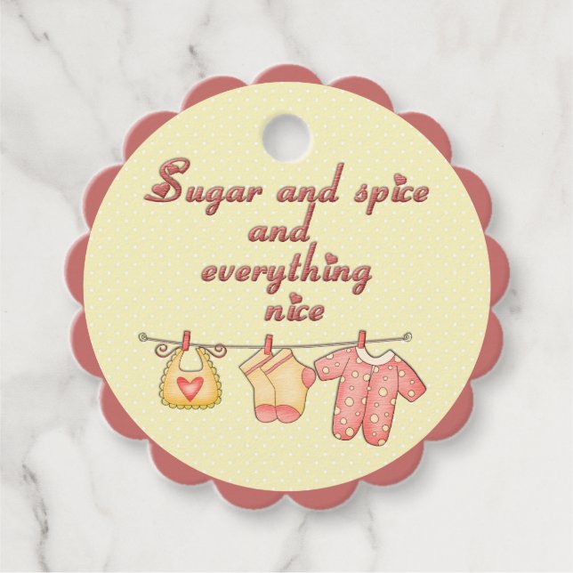 Étiquettes Cadeau Sucre Et Épice Bébé Clothèse Pois Jaune (Devant)