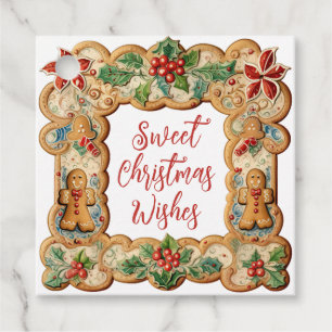 Étiquettes Cadeau Sucré Noël Voeux pain d'épices