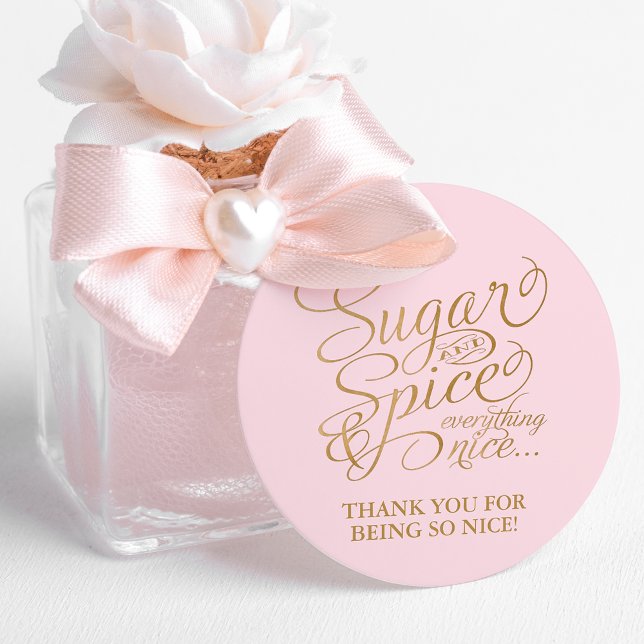 Étiquettes Cadeau Sucre rose et or et Merci d'épices (Créateur téléchargé)