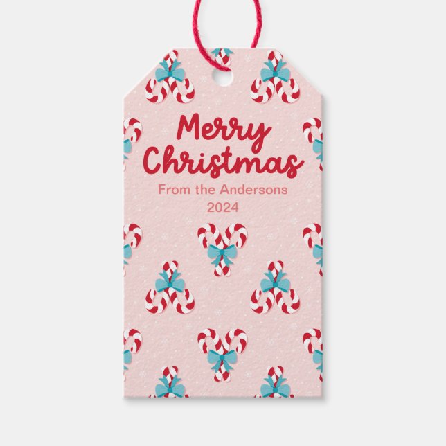 Étiquettes-cadeau Sucres de canne doux et vaches Noël (Devant)