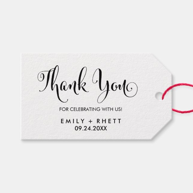 Étiquettes-cadeau Sud Belle Calligraphie Merci Favoriser (Devant (Horizontal))