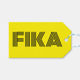Étiquettes-cadeau Suédois Fika Jaune et Noir