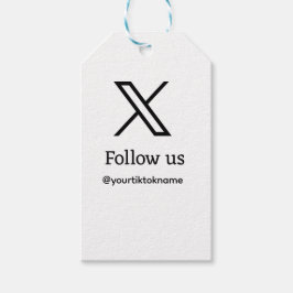 Étiquettes-cadeau suivre twitter X nom d'utilisateur médias sociaux 