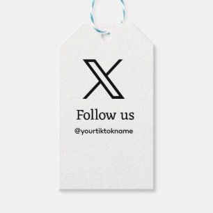 Étiquettes-cadeau suivre twitter X nom d'utilisateur médias sociaux 