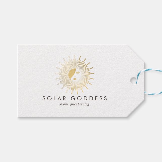 Étiquettes-cadeau Sun Goddess Girl Logo Spray Tanning Salon (Devant (Horizontal))
