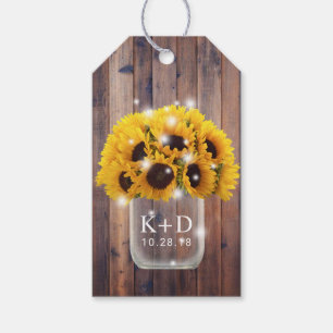 Étiquettes-cadeau Sunflower Floral Mason Jar Mariage rustique Favori