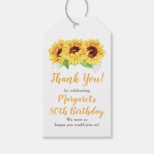 Étiquettes-cadeau Sunflower jaune 80e Merci d'anniversaire