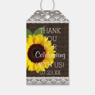 Étiquettes-cadeau Sunflower Rustic Country Grange Mariage Invité Fav